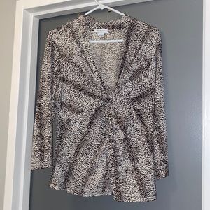 Liz Claiborne Leopard/Animal Print Blouse 3/4 Sleeve Size XL